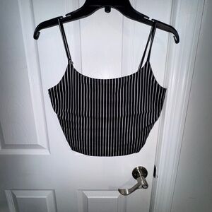 Black and White Striped Women's Top